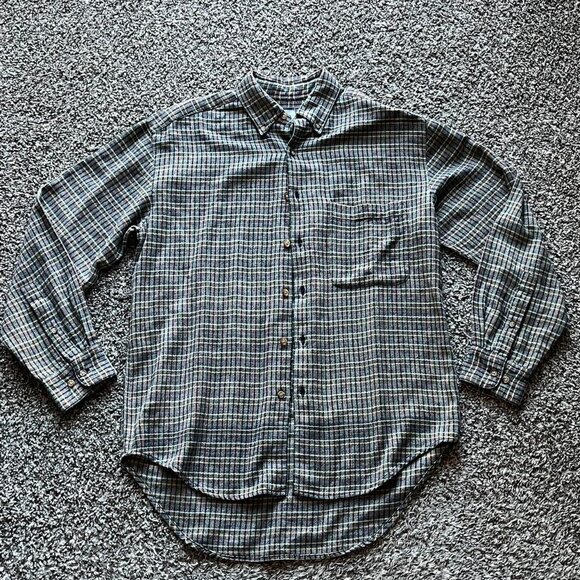 Old Navy Other - Vntg 90s Old Navy Mens Small Green, Brown Gray Plaid 100% Cotton Button up Shirt